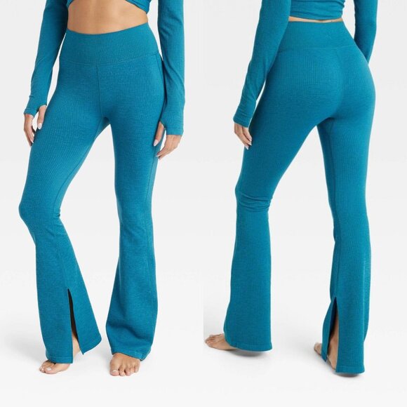 JoyLab Pants - XXL - Womens Textured Flare Leggings - JoyLab - Blue